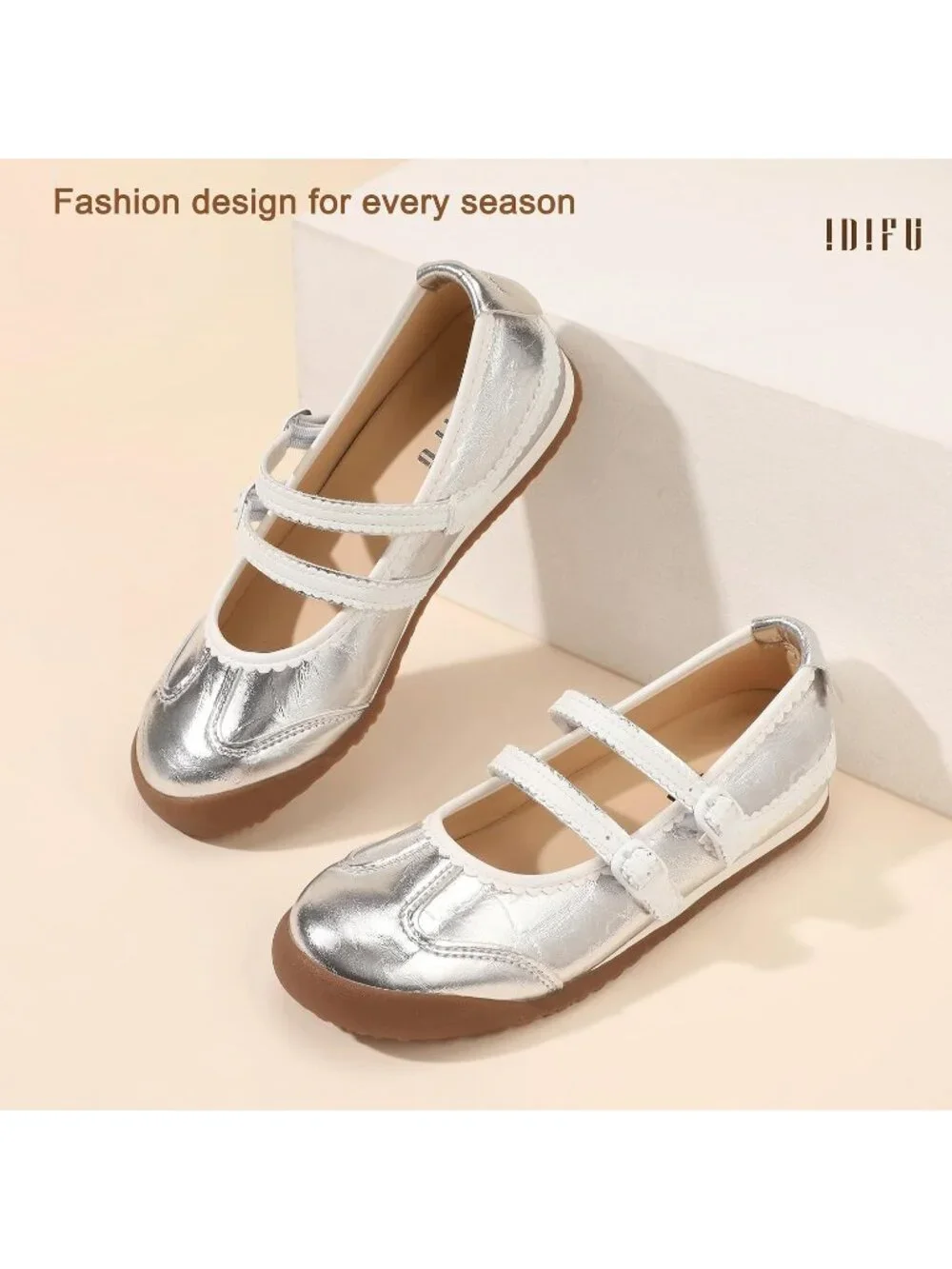 Women's Silver Comfortable Ballet Trendy with Elastic Straps Fashion Sneakers